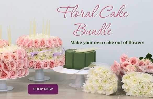 floral cake kit bundle DIY flower arrangement with roses and chrysanthemums